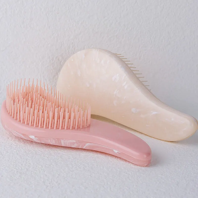 

Marbling Magic Anti-static Hair Brush Handle Tangle Detangling Comb Shower Electroplate Massage Comb Salon Hair Styling Tool