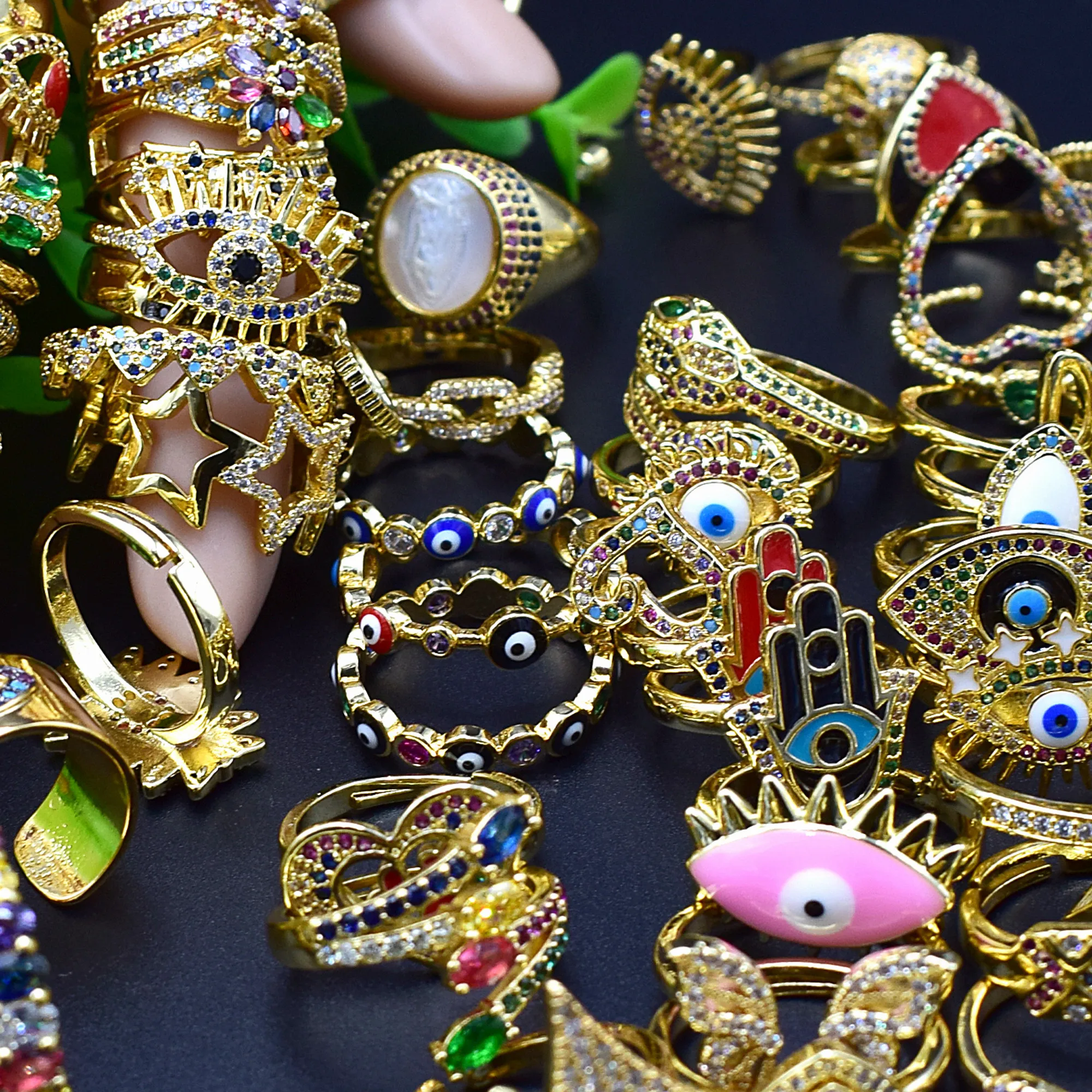 Новинка кольцо с голубым цирконием счастливые глаза рука палец золотой цвет