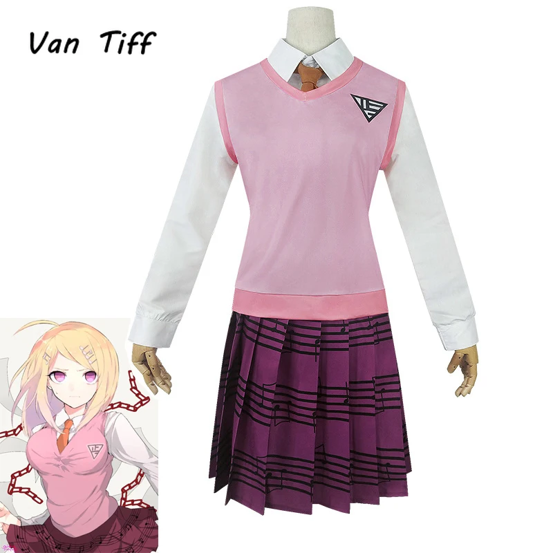 

Аниме Danganronpa V3 Akamatsu Kaede косплей костюм для девочек Kaede Akamatsu рубашка юбка свитер школьная форма жилет парики наряд