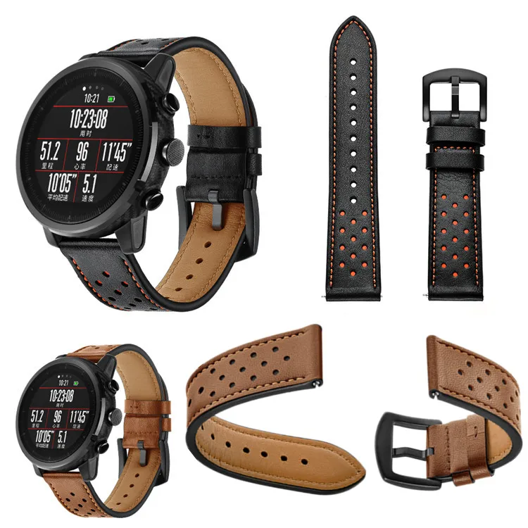 Ремешок из натуральной кожи для смарт-часов AMAZFIT Stratos 2s 3 47 мм | Электроника