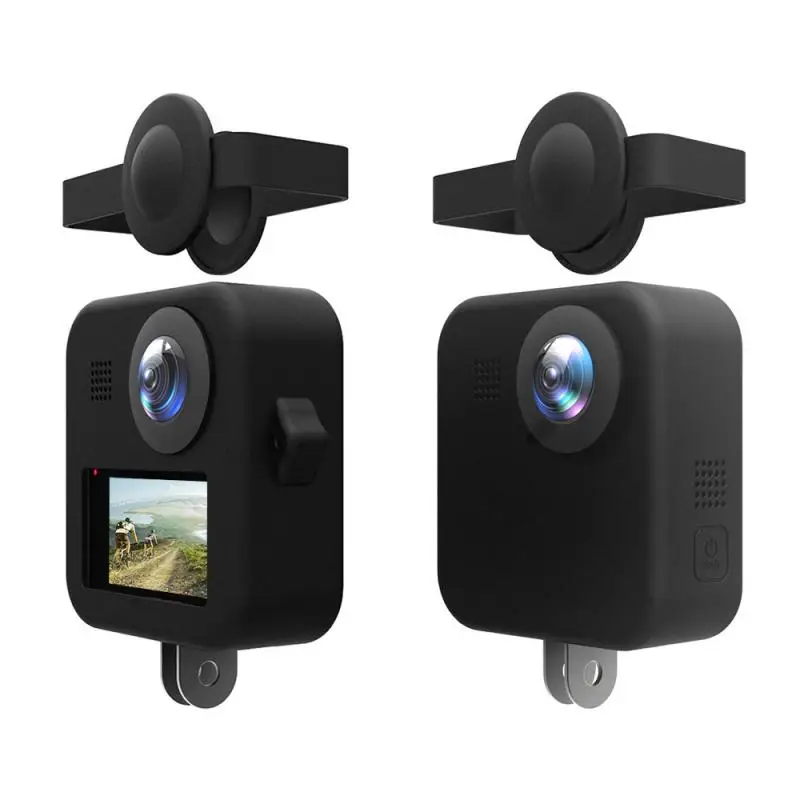 Силиконовый чехол для GoPro Max с двойными колпачками объектива защитный полным