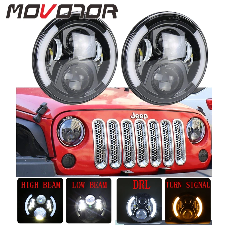 Автомобильные аксессуары 7 дюймов круглые светодиодные фары для джипа Wrangler JK Lada