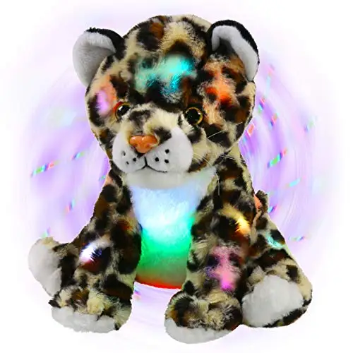 

Bstaofy Musical LED Cheetah Stuffed Animals Light up Leopard Plush Toys Ten Songs Lullabies Nightlight Bedtime for Kid Birthday