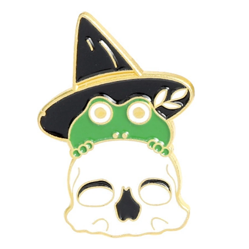 

2021 Cute Little Frog Wizard Hat Shape Paint Brooch Funny Bag Lapel Pin Cartoon Animal Badge Jewelry Gift For Kids Girl