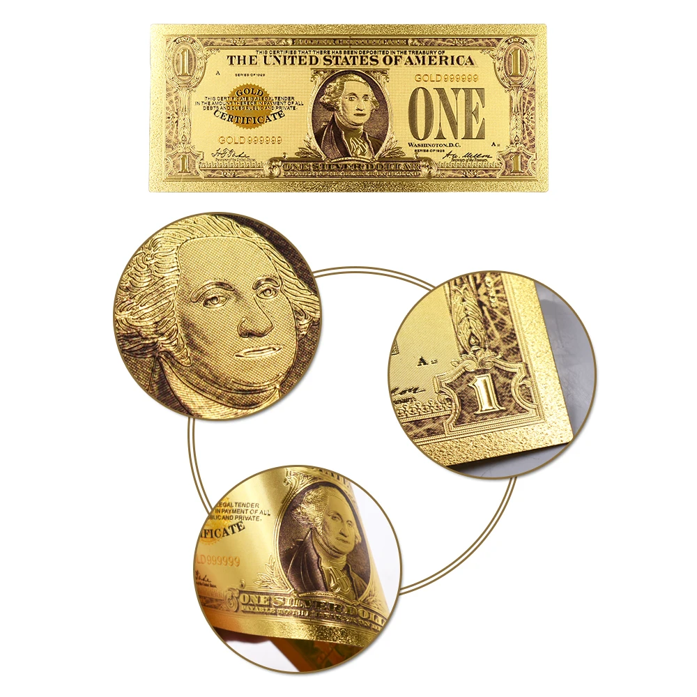 10 шт./компл. USD Золотая банкнота 1928 год 1 доллар бумажная копия денег банкноты для