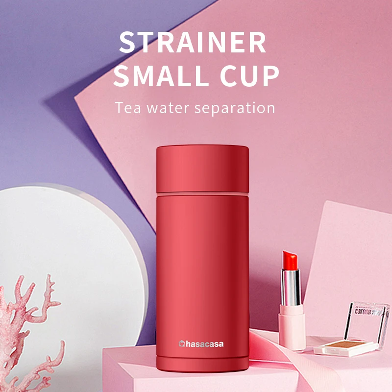 

Hasacasa Office Cup Mini Stainless Steel Thermos With Tea Filter Vacuum Flask Portable Simple Water Bottle Travel Insulated Cup