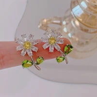 shinning zircon branch flower earrings korean style delicate new jewelry simple small stud earings bijoux