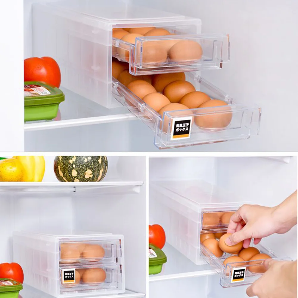 

24 Grid Eggs Holder Double layer Large Capacity Chicken Eggs Storage Container for Refrigerator Eggs Fresh Storage Box