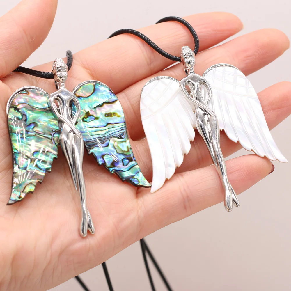 

New Style Natural Shell Necklace Angle-Shaped Brooch Pendant Leather Cord 2MM Charms For Elegant Women Love Romantic Gift