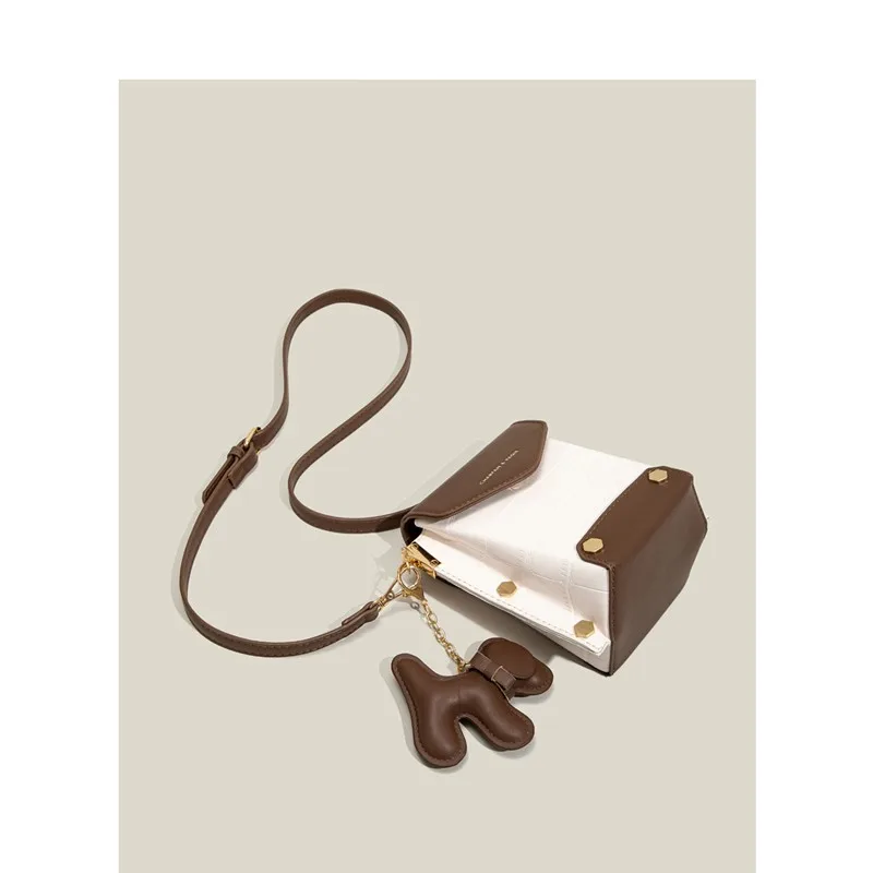 Maxdutti England Style High Street Retro Patchwork Color Contrast Dog Bag Design Messenger Small Square Bag Armpit Women's Bag