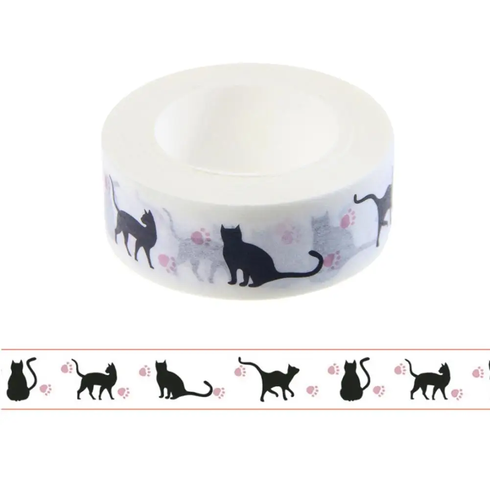

Kawaii Stationery 1.5cm*10m Hallowmas Cat Washi Tape Masking Scrapbooking Planner Tape Adhesive Decoration DIY Tape E0X5