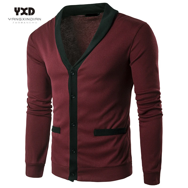 Men Sweaters Knitted Cardigan Long Sleeve Slim Casual Knitwear Patchwork Spring New Sweatercoat Jacket Classic Social Overwear