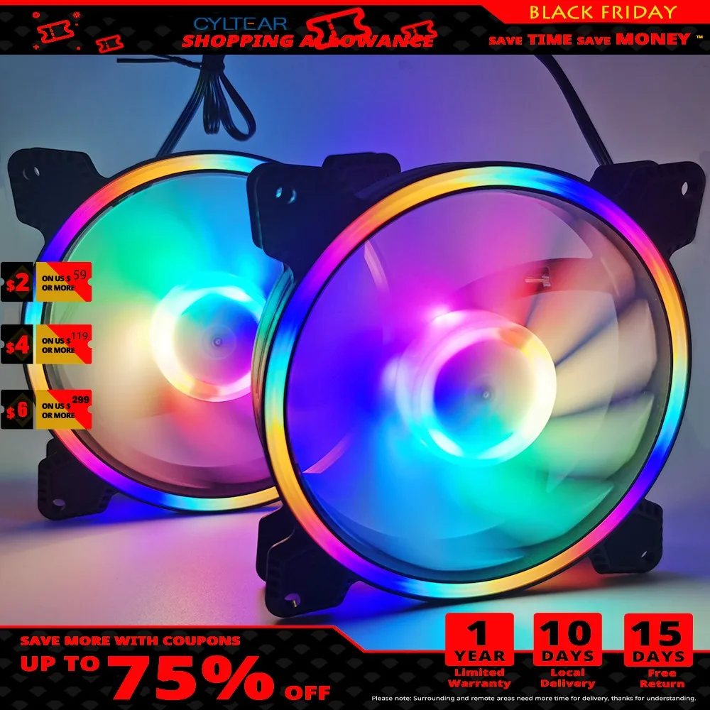 

1PCS New solar eclipse chassis 12CM cooling fan 120mm Quiet Remote Computer Cooler Cooling RGB Case Fans double connector 4.5