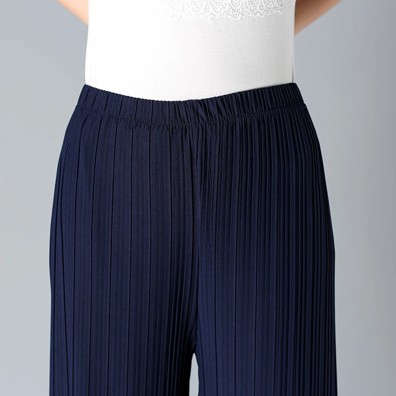 

2020 Summer Wide Leg Pants for Women Casual Elastic High Waist 2020 New Fashion Loose Long Pants Pleated Pant Trousers Femme 184