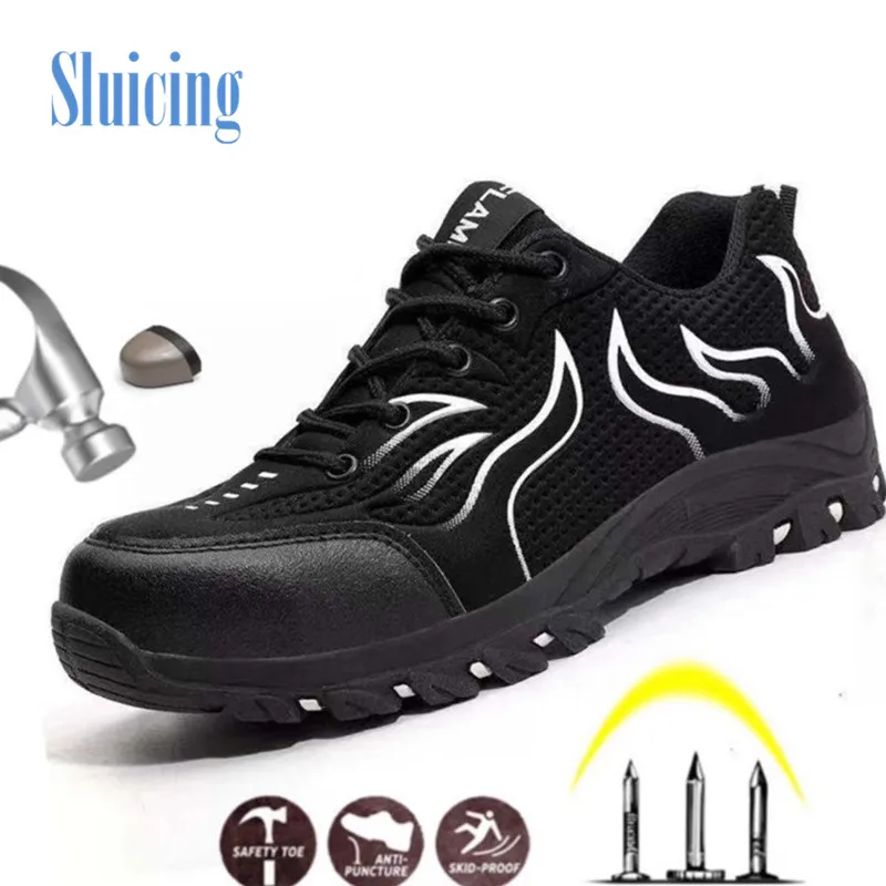 

Dewbest Men's Breathable Steel Toe Cap Safety Shoes Men Outdoor Anti-slip Steel Puncture Proof Construction Boots Work Shoes