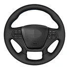 Чехол рулевого колеса автомобиля Мужская прошитая вручную обувь черного цвета из искусственной кожи для Hyundai Sonata 9 2015 2016 2017 (4-спица)