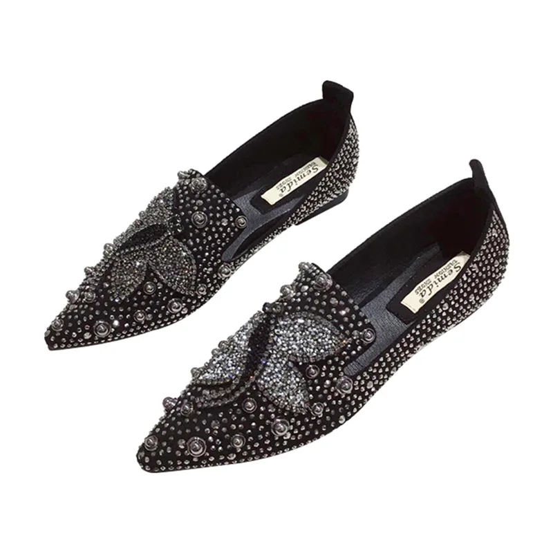 

orean edition tide tide is drilled fashionable 100 take a pointy shallow mouth flat shoe