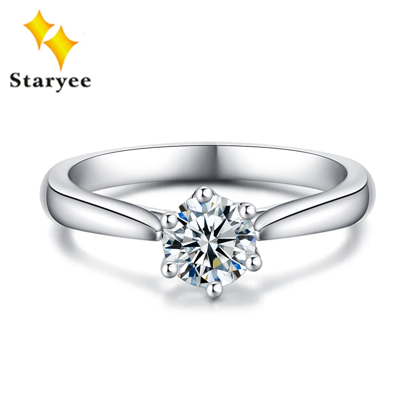 Пасьянс 0.5CT сердца стрелы бесцветные Charles Colvard Forever One Moissanite обручальное кольцо 18K
