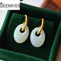 qeenkiss eg5128 fine jewelry wholesale fashion woman bride mother birthday wedding gift vintage oval 24kt%c2%a0gold drop earrings