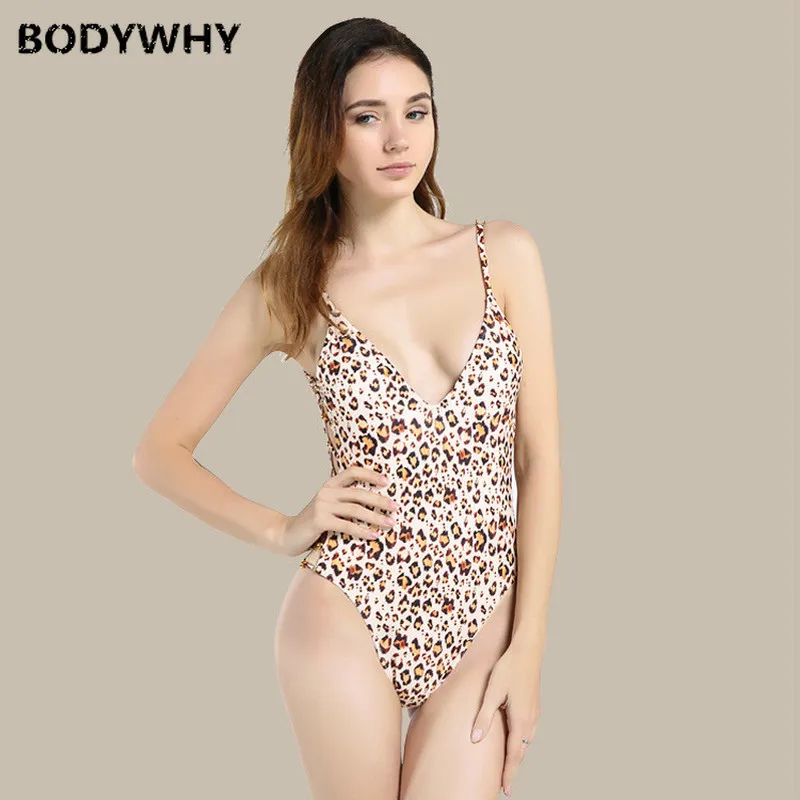 

2020 Summer New Women's Sexy Leopard One-piece Swimsuit Printed Skinny Slim High Waist Bikini Bathing Suit Women
