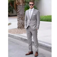 jeltonewin casual light grey mens suits slim fit 2 pieces groomsmen wedding tuxedos notch lapel business suits jacketpants