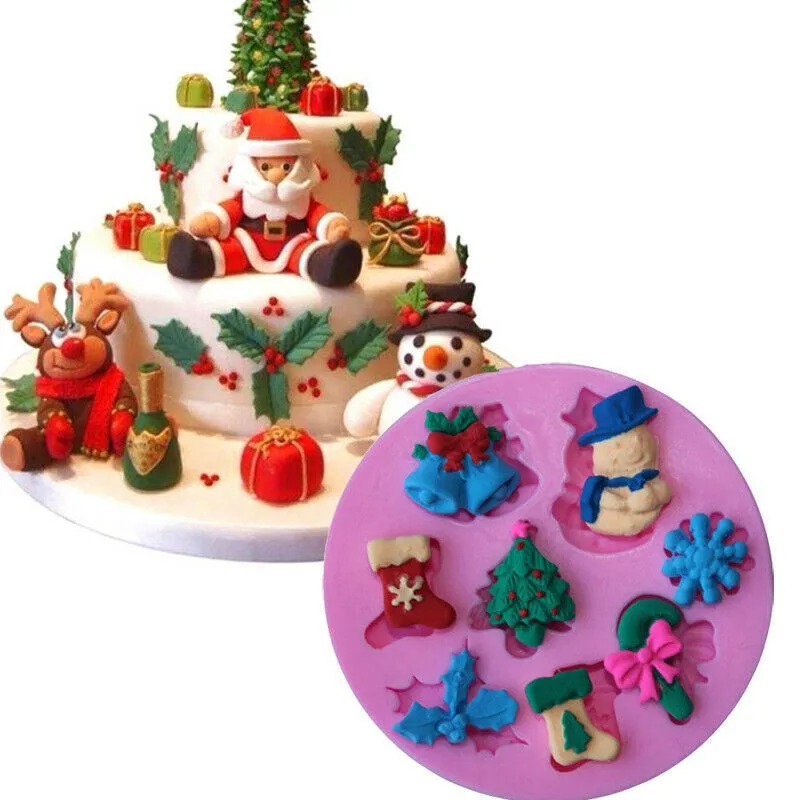 Sugarcraft 3D Рождественская помадка для торта искусственная форма выпечки