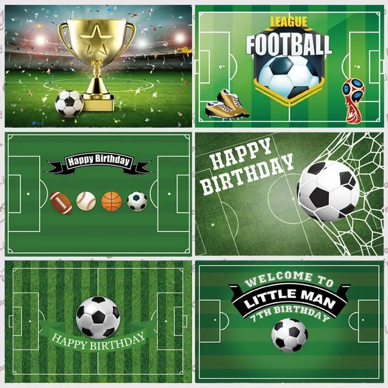 

Football Soccer Photography Backdrop Champion Cup Boys Birthday Party Custom Vinyl Photo Studio Background Decor Banner Prop