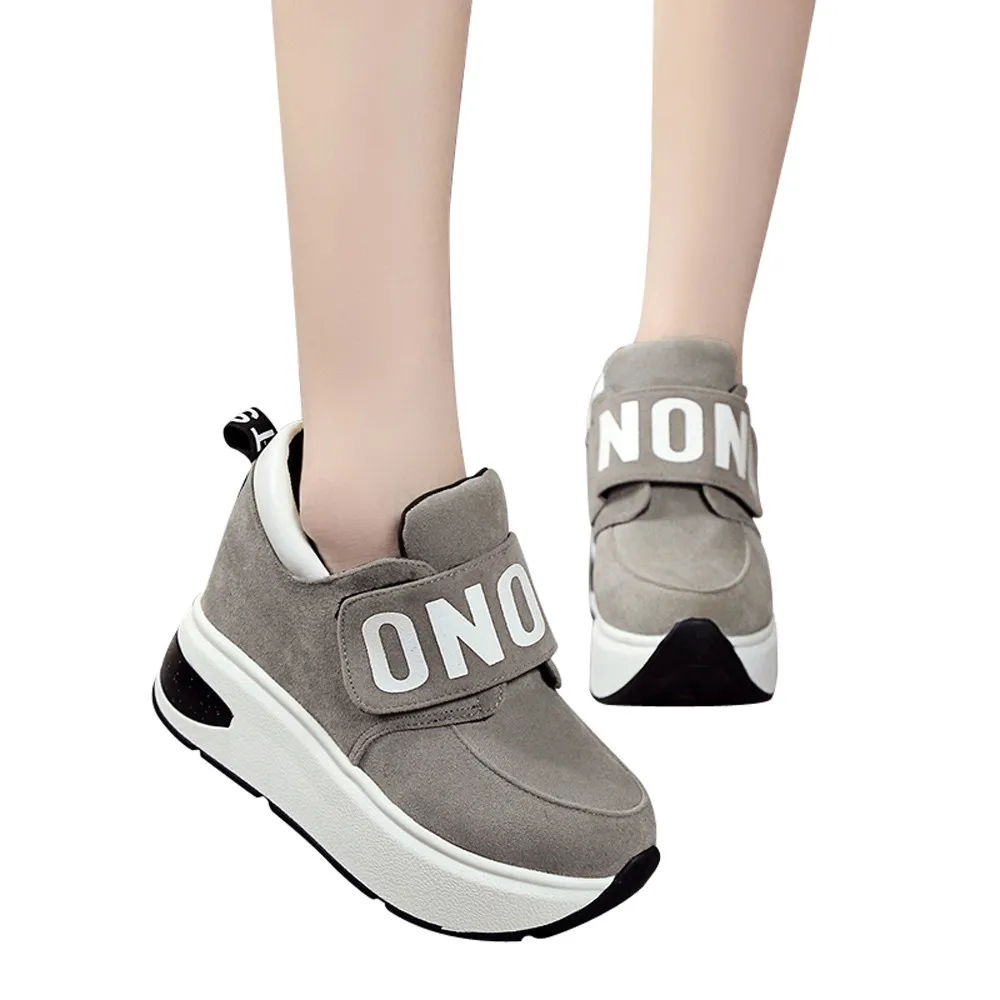 Женская уличная обувь на платформе скрытом каблуке толстой подошве без шнуровки