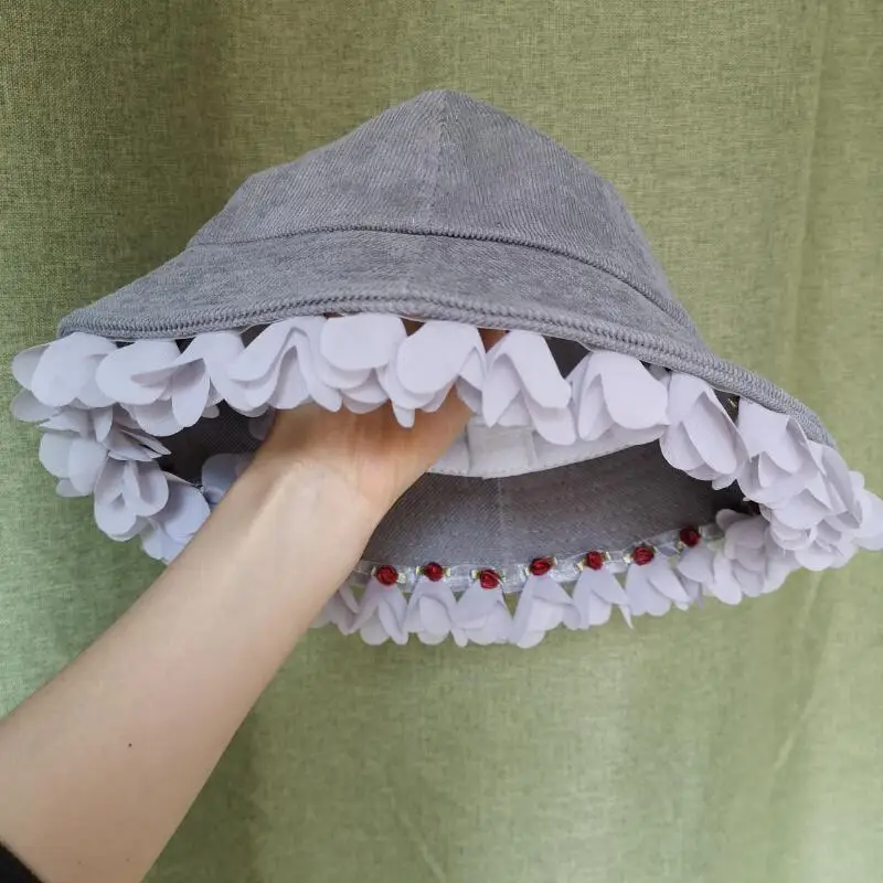 

Cute Flower Brim Bucket Cap Fashion Vintage Corduroy Soft Foldable Autumn Hat Female Travel Sun Cap Spring Pillbox Bucket Hats