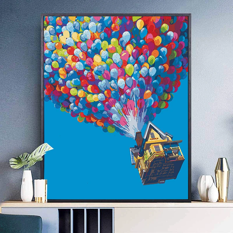 

Balloon Flying House Diy Digital Oil Painting Home Art DIY Frameless Hanging Painting Hand-painted Coloring Decorative Picture