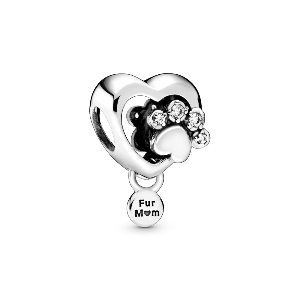 

real 925 Sterling silver Paw footprint heart with tiny pendant charm for women original silver bracelet jewelry