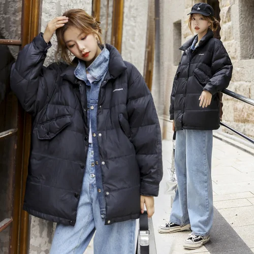 

New Down Jacket Women's Stitching Jeans And Cotton Fake Two Fashion Jackets For Breadwear