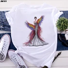 Новинка лета 2021, женская футболка в стиле Харадзюку, модная футболка с красивым принтом для девушек, повседневный топ с коротким рукавом, белая женская одежда, футболка