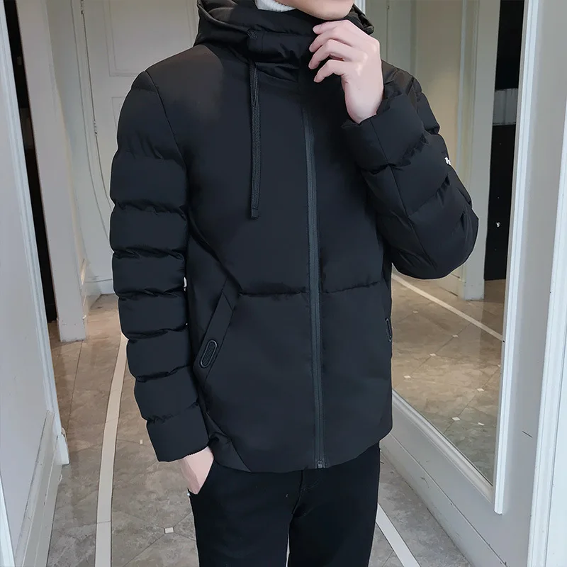 

Мужская теплая зимняя куртка-бомбер, ветрозащитная Мужская парка с капюшоном, Анорак, повседневная верхняя одежда, толстое короткое пальто ...