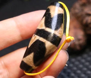 UPD0316A11 Energy Tibetan old Agate Double Tiger Tooth Horn Shape dZi Bead Amulet Pendant A LKbrother Top Quality