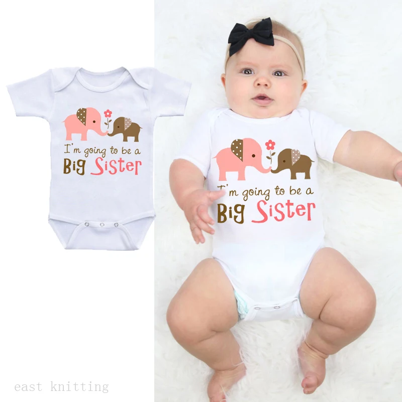

asual Newborn Baby Boys Girls Short Sleeve Letter Print I'm Going To Be A Big Sister Romper Baby Clothes