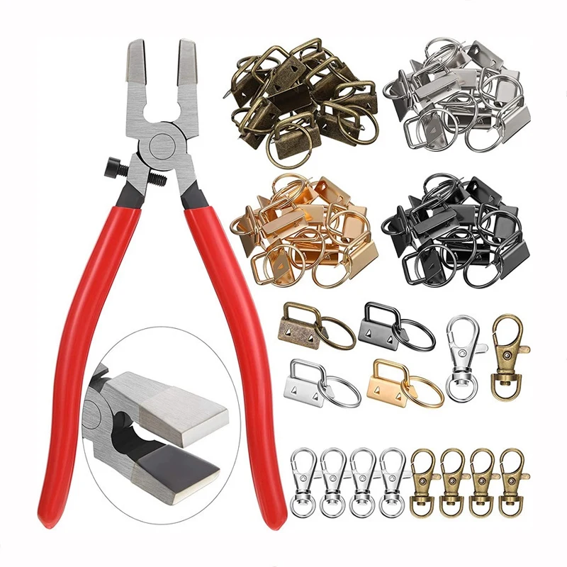 

4 цвета, брелок для ключей, фурнитура, ремешок, 1 дюйм, с брелоком для ключей, металлические плоскогубцы и 16 шт. шарнирных крючков, комплекты об...