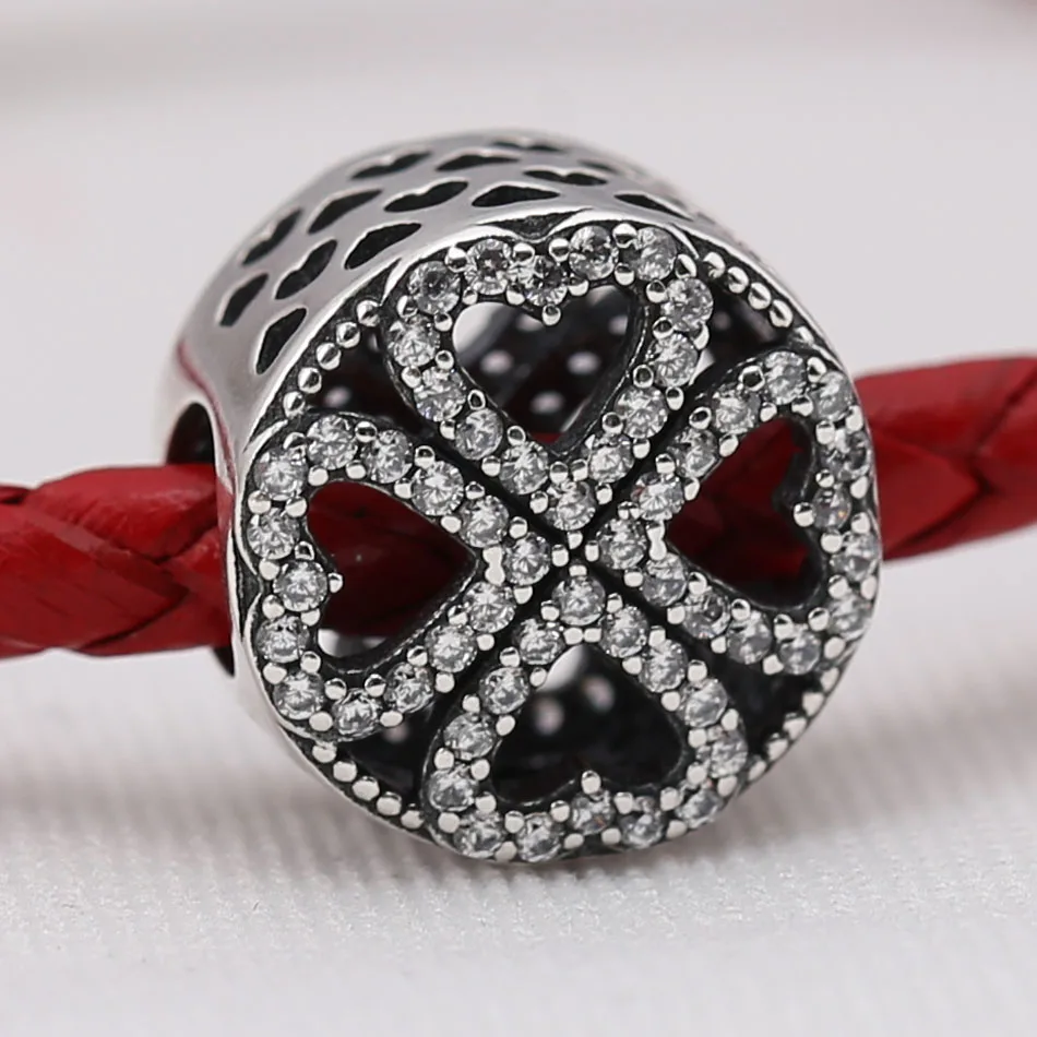 Аутентичные S925 амулет сердечко Любви Лепестки фиолетовый цветок с кристаллами