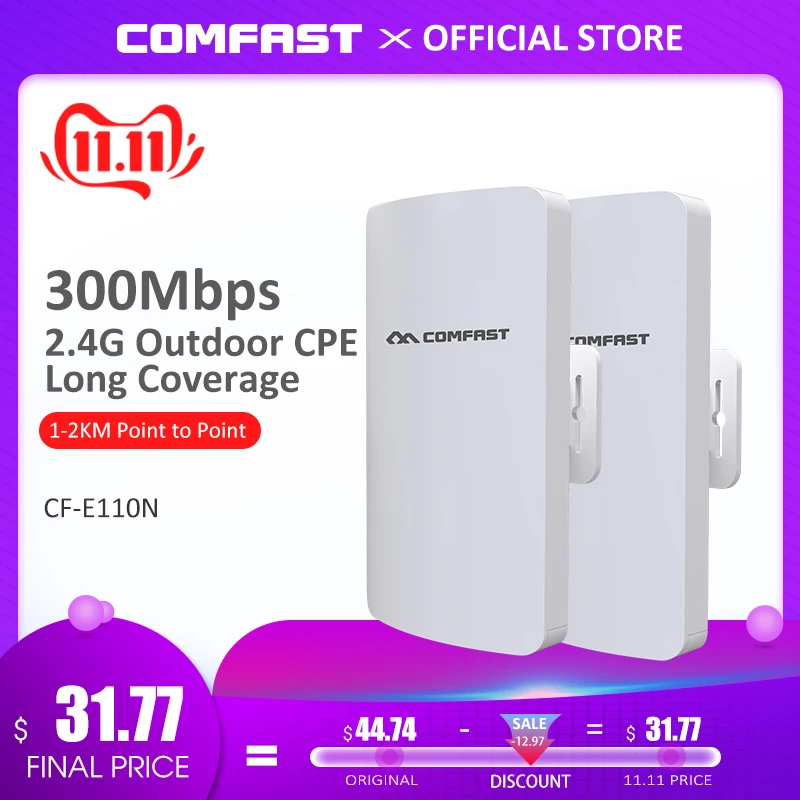 11 10 шт. Comfast 3 км 300 Мбит/с 2 4 ГГц открытый мини беспроводной AP мост wifi CPE точка