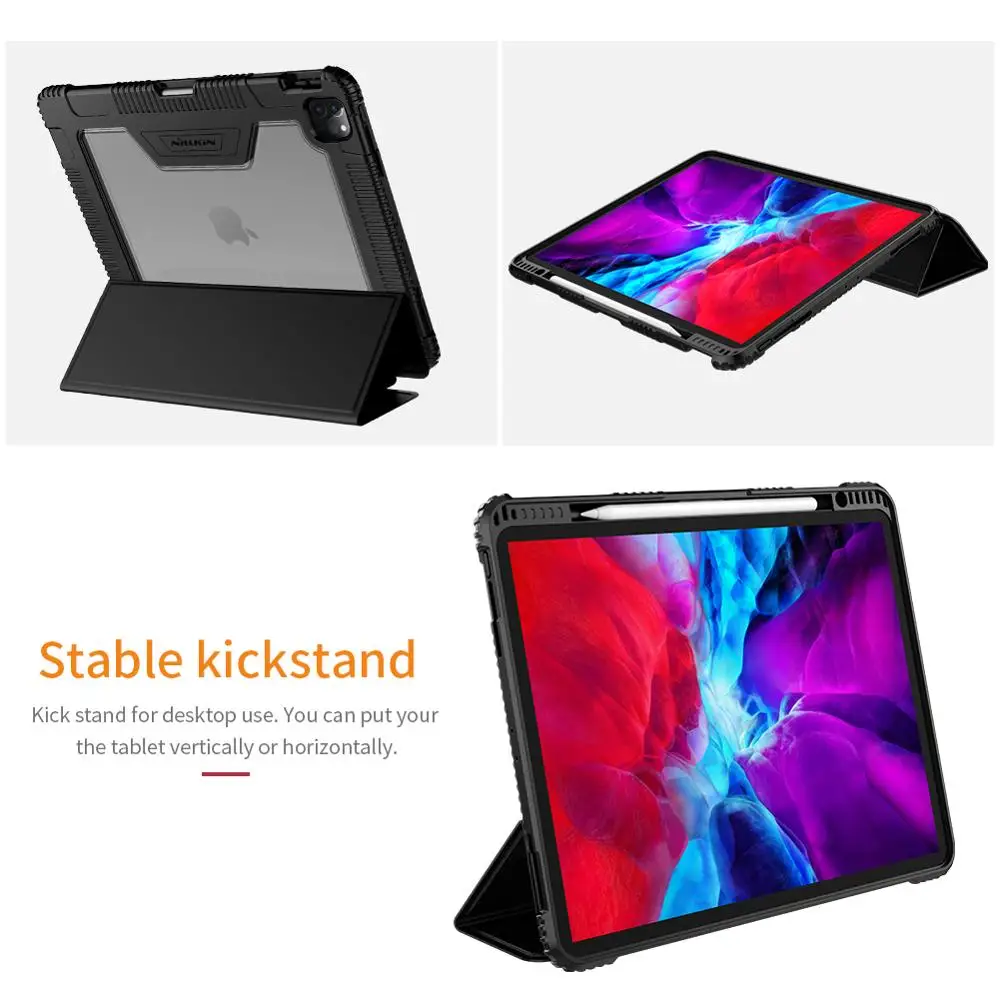 Для iPad Pro 12 9 2020 противоударный ПУ Бампер Жесткий ПК кожаный флип-чехол для чехол