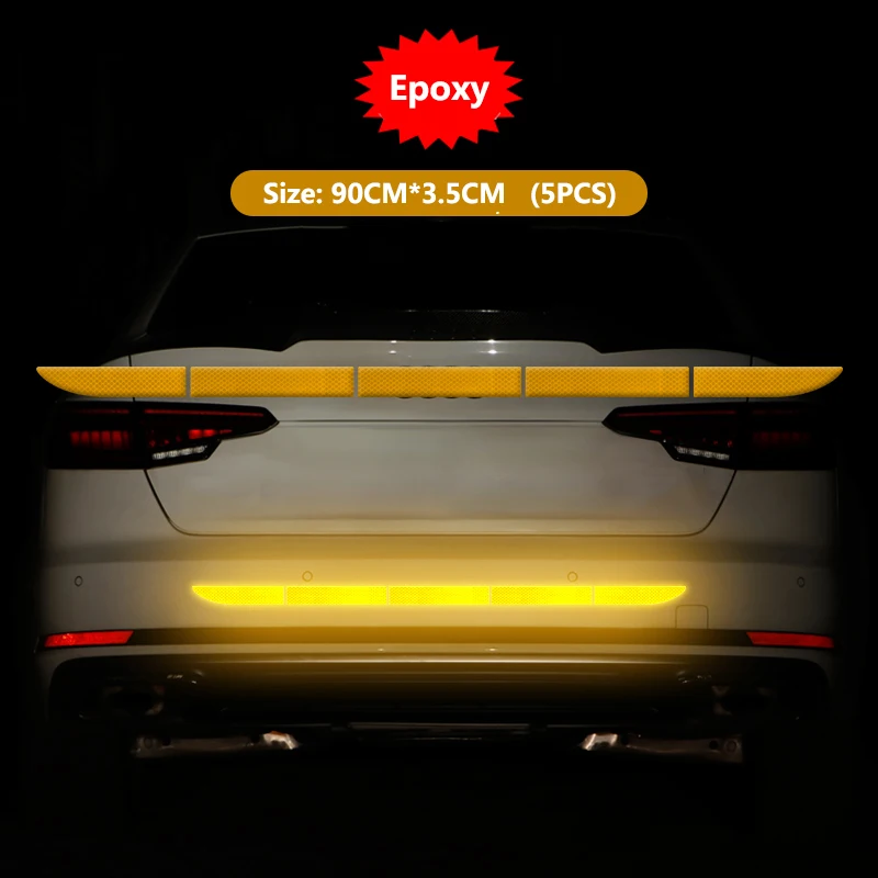 Epoxy Yellow Автомобильный стикер светоотражающий сигнальный защитный скотч пленка Авто полоса декоративный элемент для бампера отражение анти наклейки против столкновения автомобильные аксессуары - Цвет: Epoxy Yellow