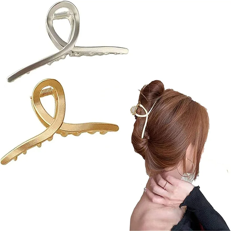 

2PC Metal Geometric Blond Hair Clip Women Girls Headdress Metal Hairpin Non Slip Claw Clips Fashion Accessories