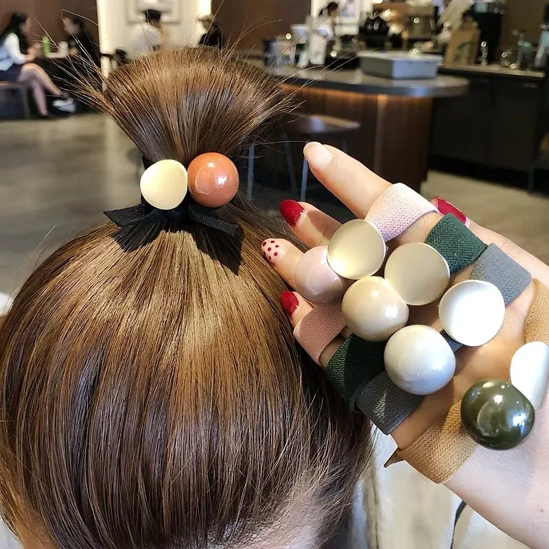 

The New Simple Ball Pure Color Rubber Bands Head Rope Ponytail Hair Tie Acrylic material Hair Ring Accessories for Girls