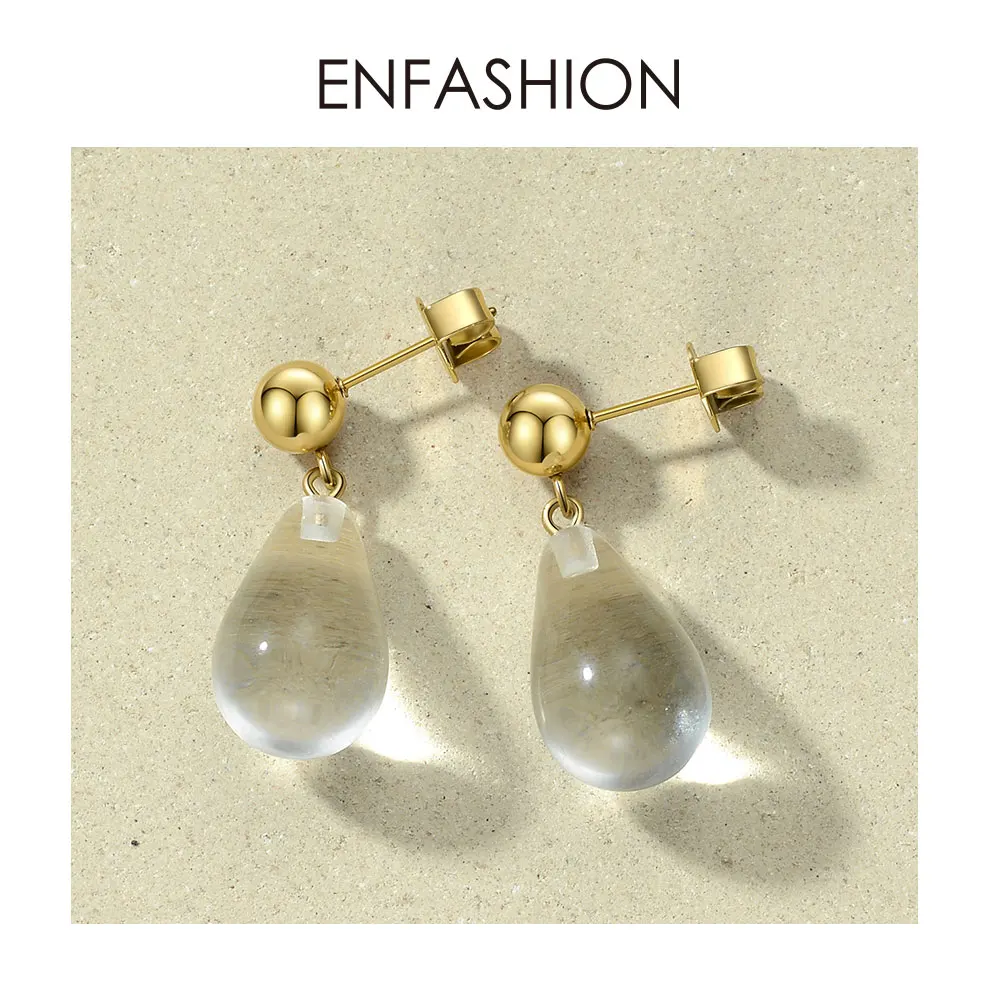 ENFASHION капли воды форма Кристалл Висячие серьги для женщин милые геометрические висячие серьги, ювелирные изделия Kolczyki EC191064