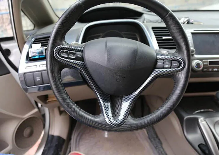 Углеродное волокно цвет кнопки рулевого колеса Накладка подходит для Honda Civic 2009