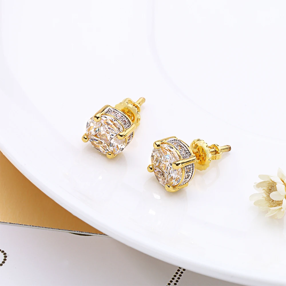 

VANAXIN Sterling-Silver-Jewelry Fashion Stud Earrings Women Gold Black Color AAA CZ Crystal Classic Cute Korean Earrings 925