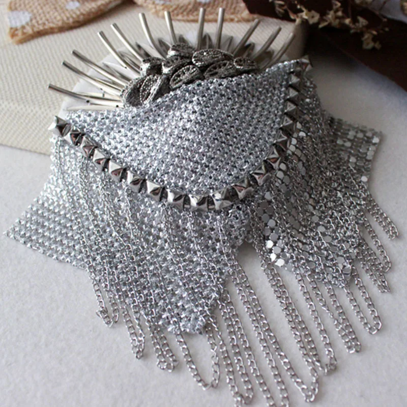 Золотые и серебряные эполеты ручной работы ювелирные изделия большая брошь на