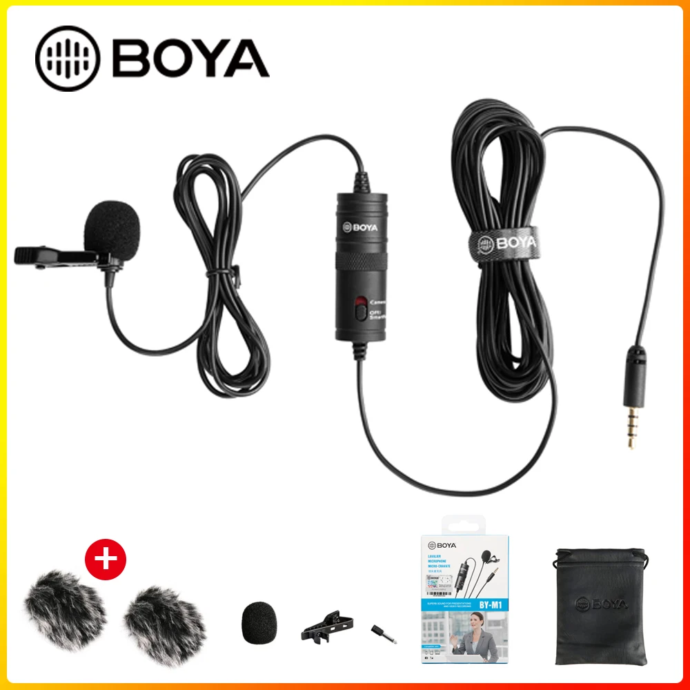 Петличный микрофон BOYA BY-M1 3 5 мм с зажимом для записи аудио и видео iPhone Android Mac DSLR