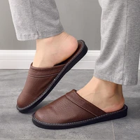 unisex spring home leather slippers men size 45 46 precision stitching 2021 classic indoor slippers man leather shoes