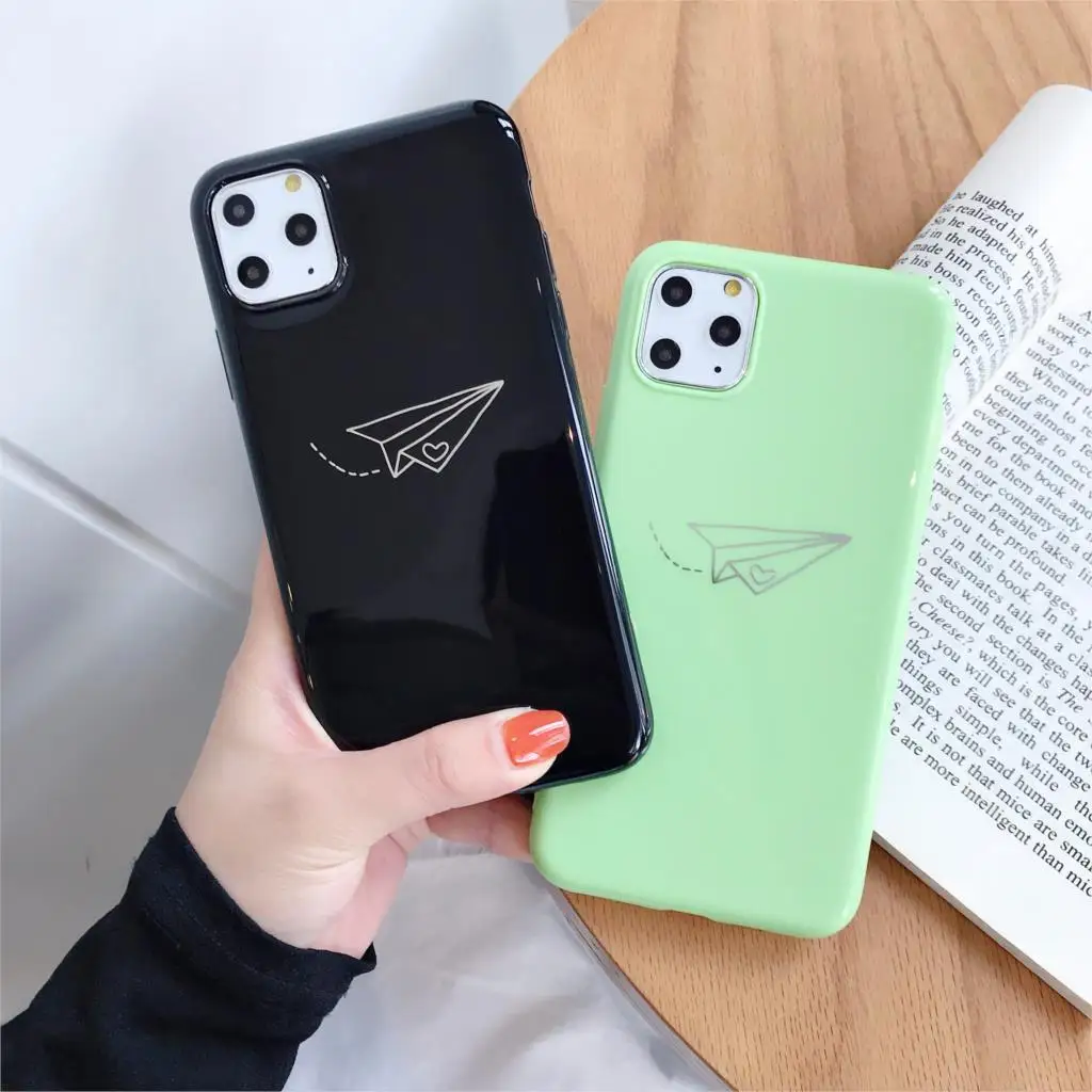 Для iPhone7 11 мобильный телефон чехол модный бумажный самолет позолоченный узор для